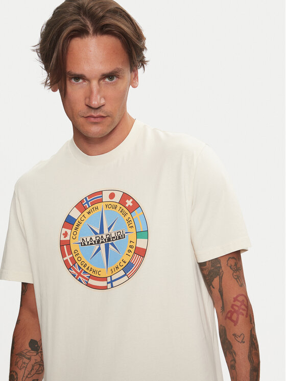 Napapijri Napapijri Тишърт S-Dorees NP0A4IBE Бежов Regular Fit