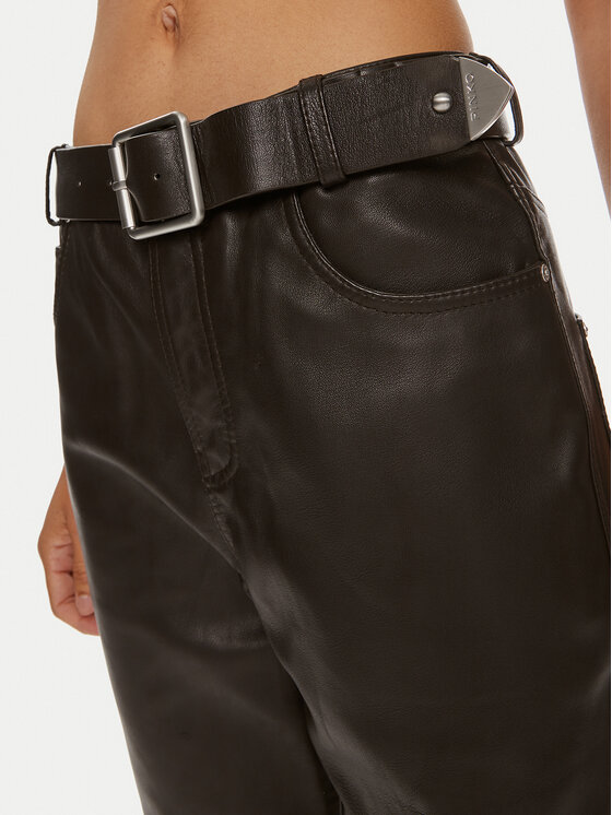 PINKO Pinko Ādas bikses Papua 103896 A21L Brūns Relaxed Fit