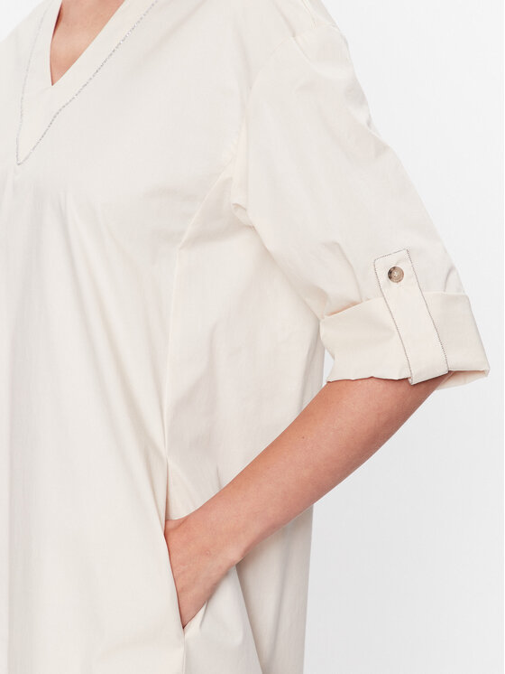 Peserico Peserico Rochie de zi S02878 Écru Relaxed Fit