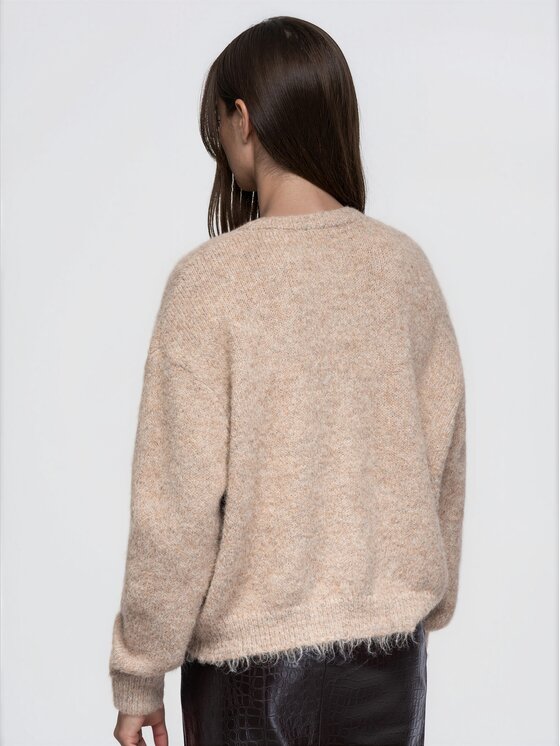 Ombre Ombre Kardigan OW-SW-E0044 Béžová Relaxed Fit
