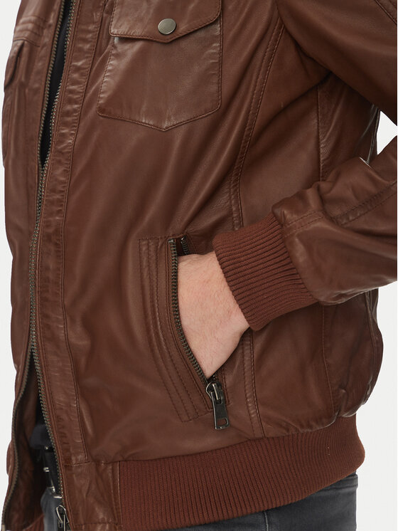 Serge Pariente Serge Pariente Giacca di pelle Tornade Marrone Regular Fit