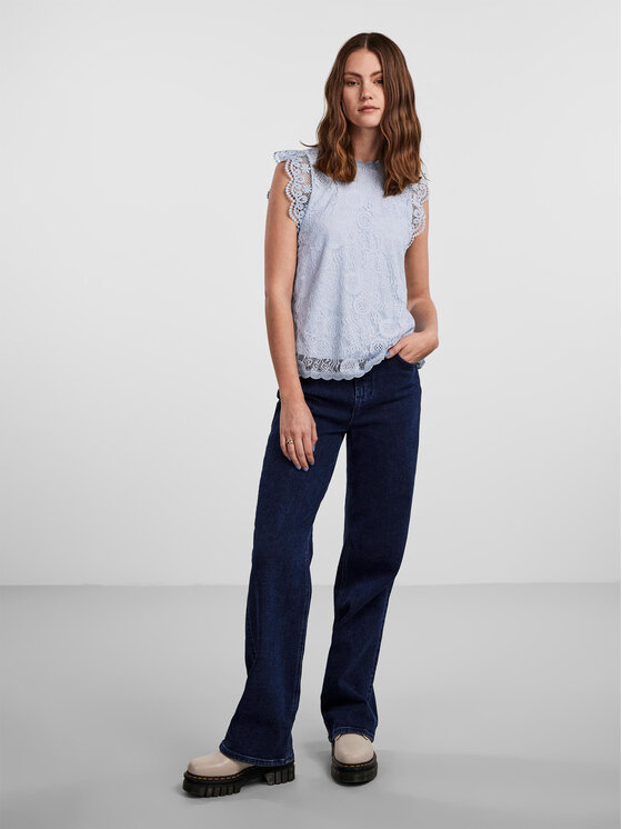 Pieces Pieces Bluză 17120454 Albastru celest Regular Fit