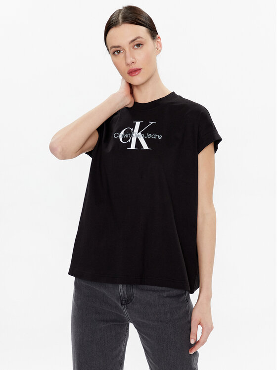 Calvin Klein Jeans T-krekls J20J220717 Melns Relaxed Fit