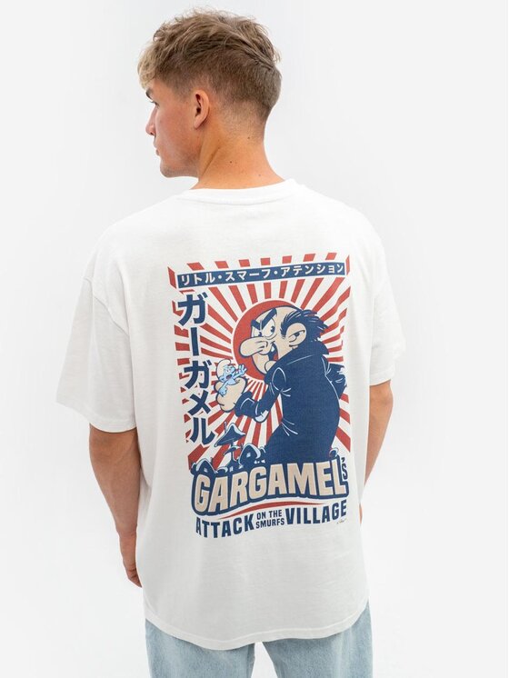 T-Shirt Smerfy, Rozmiar M, Białe, Koszulka Z Krótkim Rękawem Oversize Męska Biała Smerfy Gargamel Episode XL