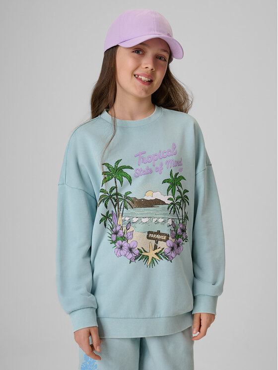 4F 4F Bluza SUMMER SPLASH Niebieski Loose Fit