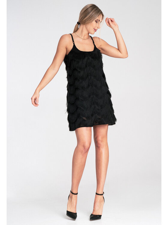 FIGL FIGL Koktejlové šaty M1107 Čierna Loose Fit