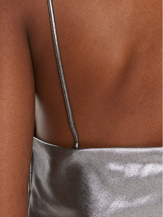 ROTATE ROTATE Marškinėliai Metallic Crop Top 1116512293 Sidabrinė Regular Fit
