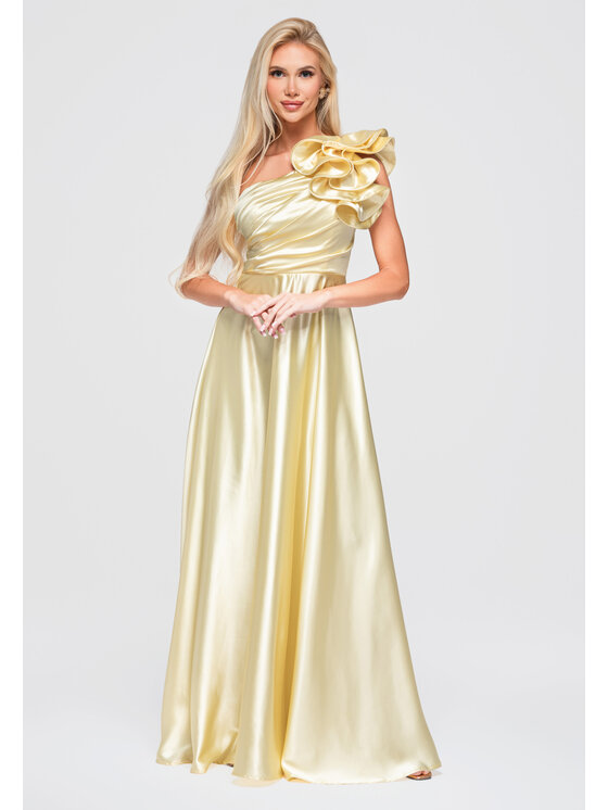 Ombre Ombre Sukienka wieczorowa LA-OM-DLR362 Żółty Regular Fit