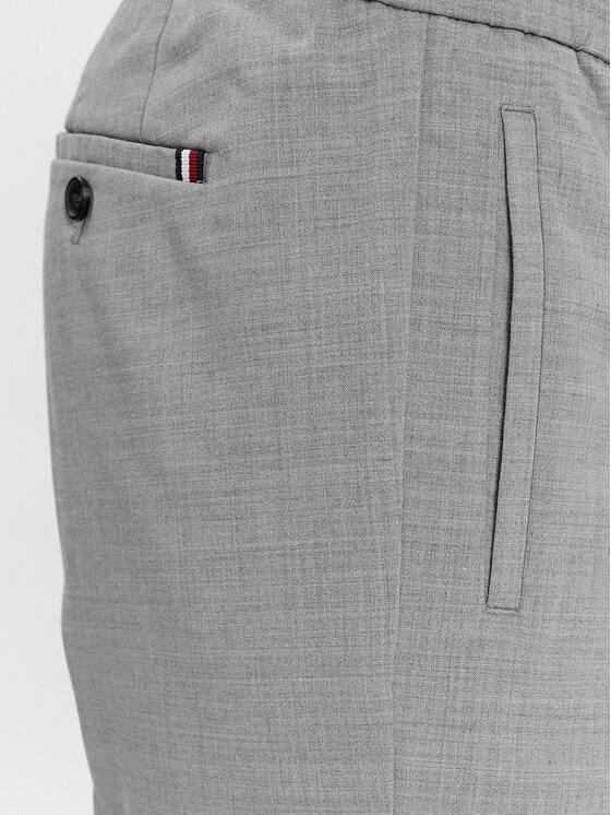 Tommy Hilfiger Tommy Hilfiger Kalhoty z materiálu Dc Chelsea Po Travel Wool MW0MW33930 Šedá Regular Fit