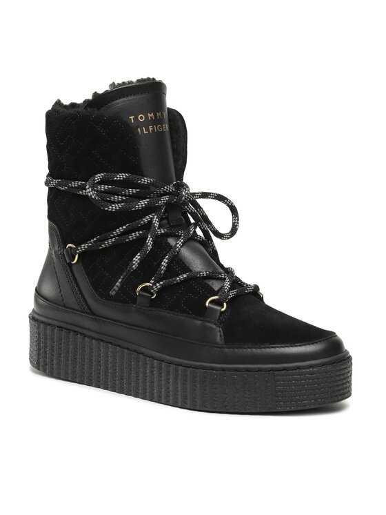 Tommy Hilfiger Škornji Snow Boot Monogram FW0FW06852 Črna