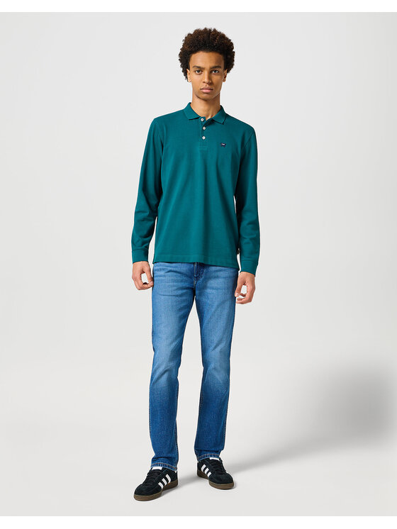 Wrangler Wrangler T-Shirt LS POLO Zielony Regular Fit