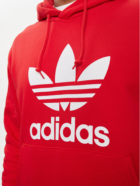 Red adidas trefoil hoodie cheap