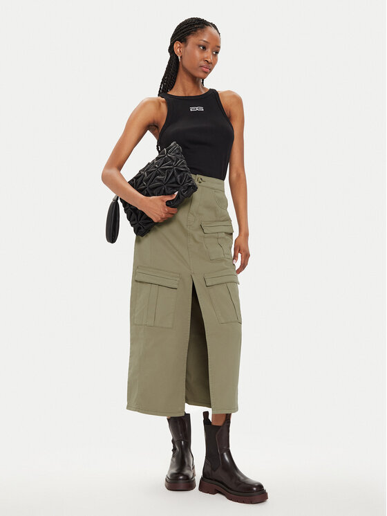 Gestuz Gestuz Fustă midi 10908161 Verde Regular Fit