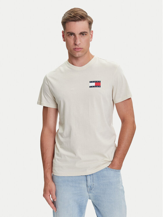Tommy Jeans Tommy Jeans T-Shirt Essential DM0DM20740 Beżowy Slim Fit