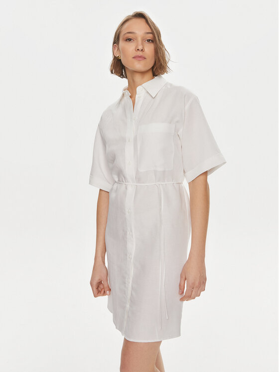 Calvin Klein Calvin Klein Košilové šaty K20K206697 Bílá Relaxed Fit