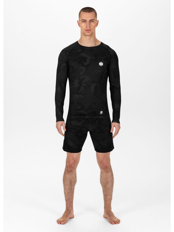 PITBULL PITBULL Longsleeve Net Camo II Czarny Slim Fit