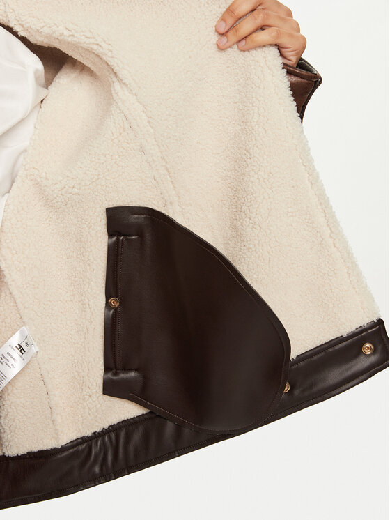 Elisabetta Franchi Elisabetta Franchi Báránybőr kabát CP-60A-46E2-V960 Barna Regular Fit