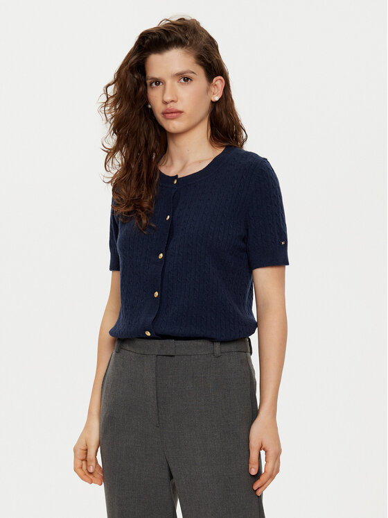 Tommy Hilfiger Kardigán WW0WW43958 Tmavomodrá Regular Fit