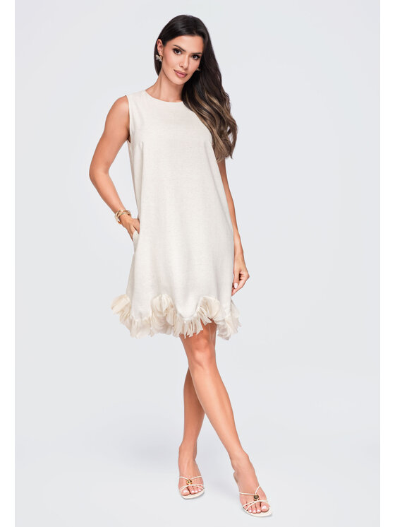Ombre Ombre Sukienka wieczorowa LA-OM-DLR433 Beżowy Loose Fit