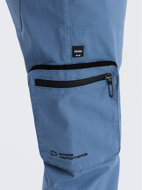 Ombre Ombre Joggery OM-PAJO-0135 Niebieski Cargo Fit