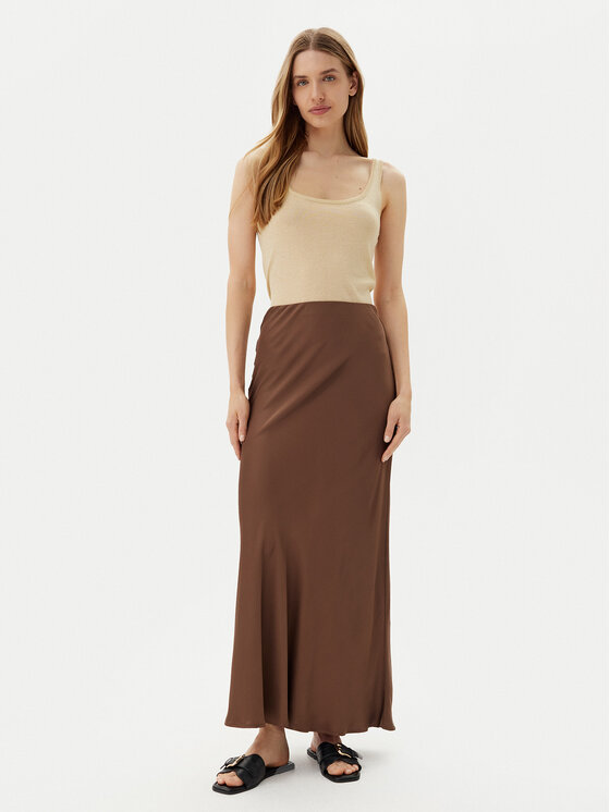 ViCOLO ViCOLO Maxi sukně TD0472 Hnědá Slim Fit