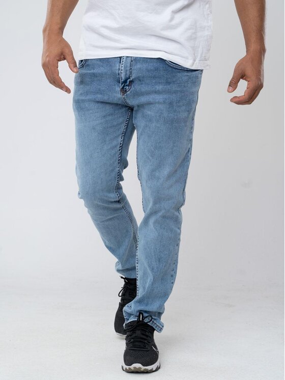 Urban Socks Urban Socks Spodnie materiałowe Spodnie Jeansowe Slim K&L Jeans W Stitching Marmurkowe Jasne Niebieskie 39 Niebieski Reglan Fit