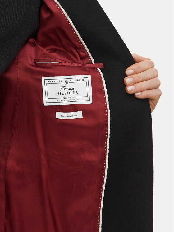 Tommy Hilfiger Tommy Hilfiger Vlněný kabát Classic WW0WW51106 Černá Regular Fit