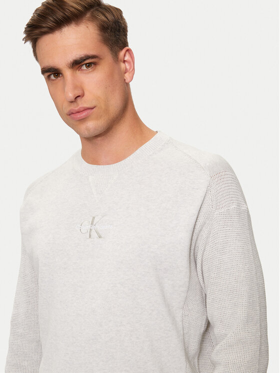 Calvin Klein Jeans Calvin Klein Jeans Pulover Monologo J30J325671 Gri Regular Fit