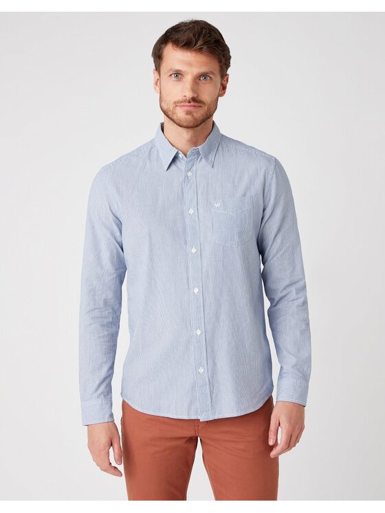 Wrangler Wrangler Camicia LS 1PKT SHIRT Blu Regular Fit