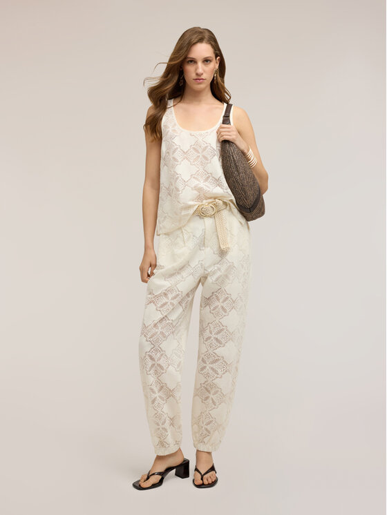 Motivi Motivi Top D109Q000631N011 Bianco Boxy Fit