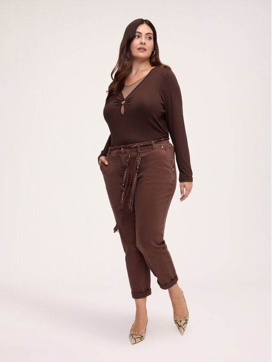 Fiorella Rubino Fiorella Rubino Spodnie materiałowe P072T005468N022 Brązowy Cropp Fit