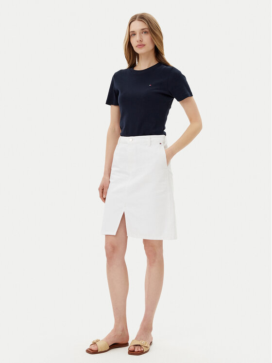 Tommy Hilfiger Tommy Hilfiger Farmer szoknya WW0WW44391 Fehér Regular Fit