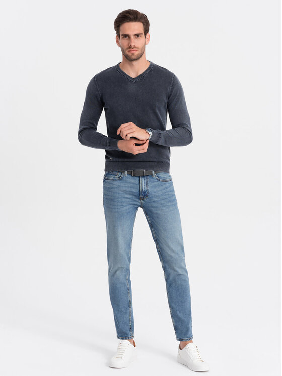 Ombre Ombre Sweter OM-SWOS-0108 Granatowy Fitting Fit