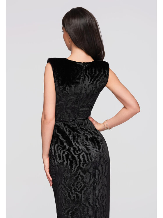 Ombre Ombre Sukienka wieczorowa LA-OM-DLR290 Czarny Regular Fit