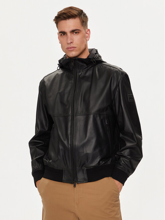 BOSS Boss Giacca di pelle Jocamo 50518256 Nero Relaxed Fit