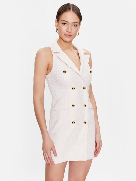 Fracomina Fracomina Coctailkleid FS23SD1007W62701 Écru Regular Fit