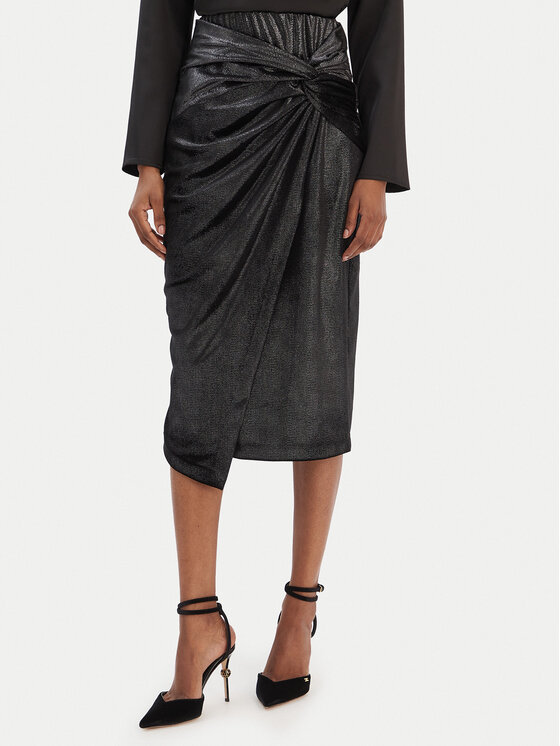 Rinascimento Spódnica midi CFC0126525003 Czarny Slim Fit