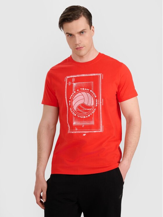 4F 4F T-shirt 4FRAW25TTSHM3236-62S Rosso Regular Fit