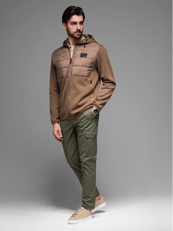 Ombre Ombre Kurtka przejściowa OM-JANP-0160 Brązowy Regular Fit