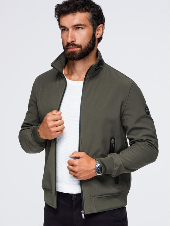 Ombre Ombre Kurtka przejściowa OM-JANP-0233 Czarny Regular Fit