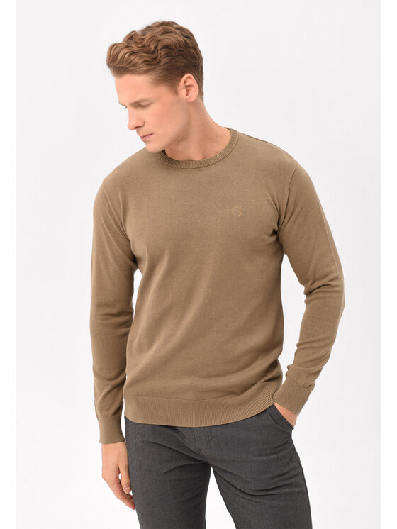 Volcano Volcano Sweter S-RADO Beżowy Regular Fit