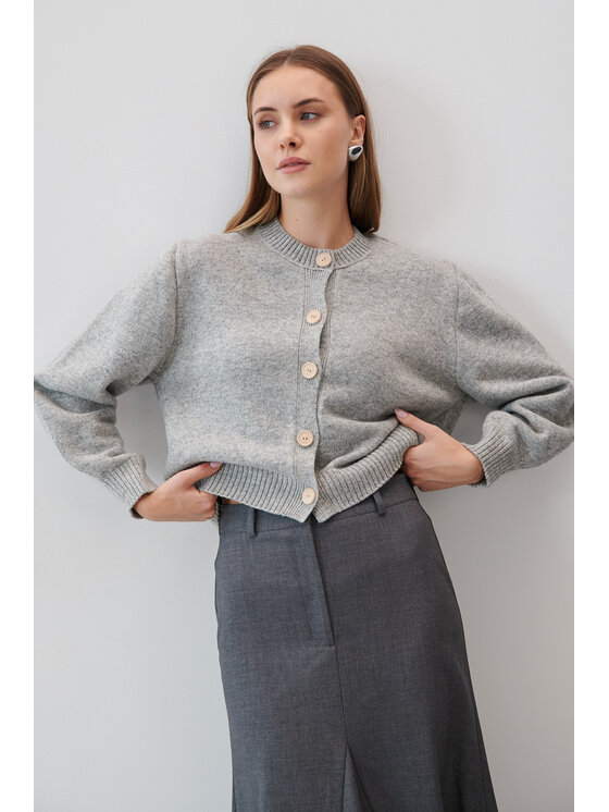 Fobya Fobya Kardigan F2059 Szary Basic Fit