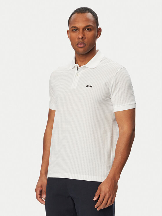 BOSS Tricou polo Birdie 3 50559355 Alb Regular Fit