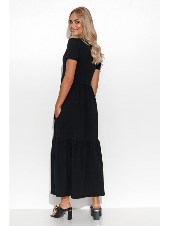 Makadamia Makadamia Sukienka codzienna M549 Czarny Comfortable Fit
