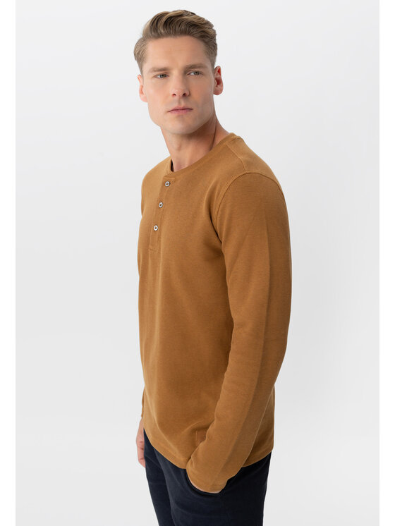 Volcano Volcano Longsleeve L-AZUX Beżowy Regular Fit