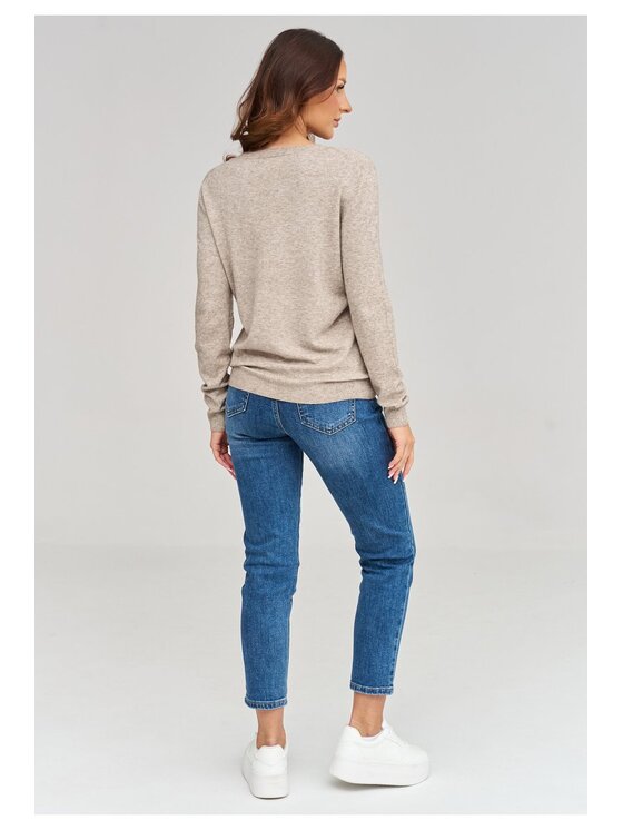 Makadamia Makadamia Sweter C105 Beżowy Loose Fit