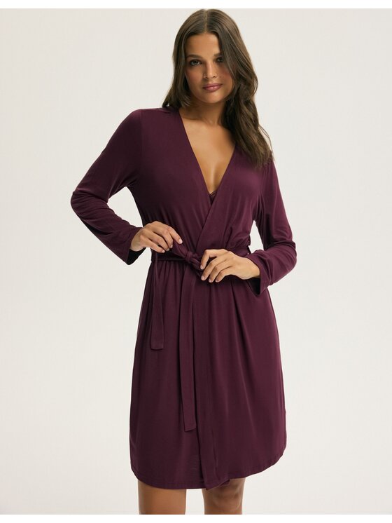 Esotiq Esotiq Szlafrok 44098 Brązowy Regular Fit