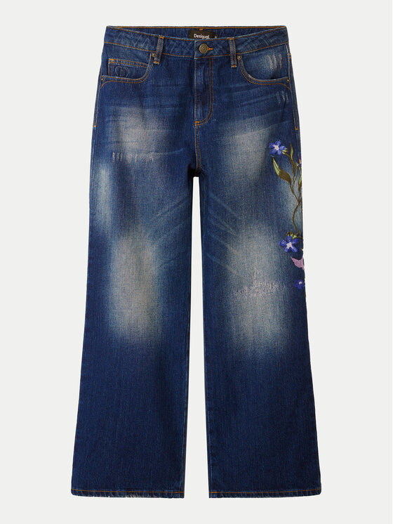 Desigual Desigual Jeans hlače Aimar 24WWDD18 Mornarsko modra Wide Leg