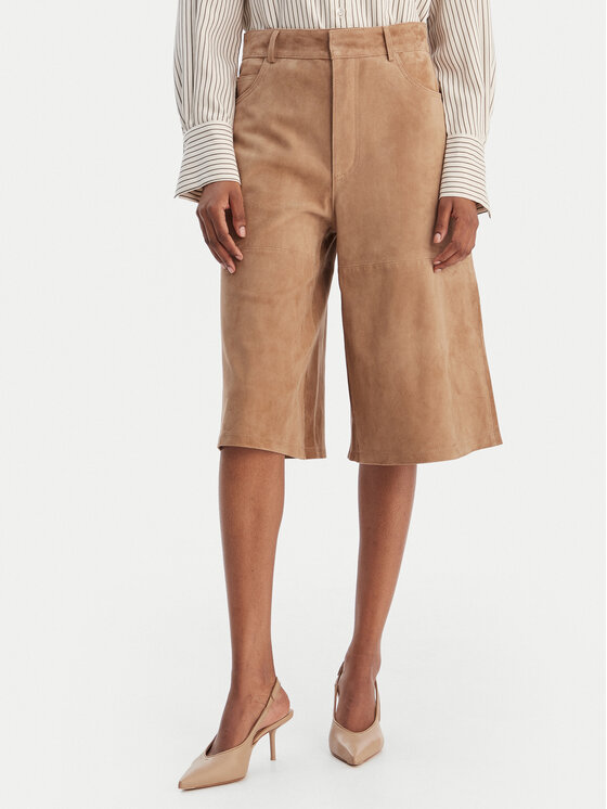 Marella Marella Кожени шорти Scoglio 2613431021 Бежов Relaxed Fit