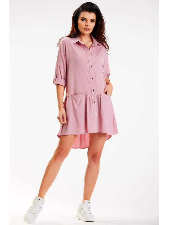 Awama Awama Sukienka letnia A584 Różowy Basic Fit